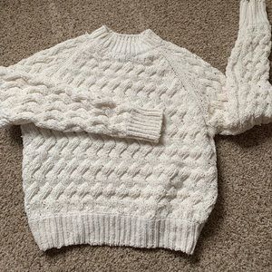 Kendall & Kylie chenille cream cropped sweater